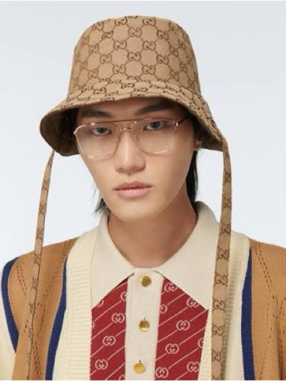 Gucci Monogram Reversible Bucket Hat with straps